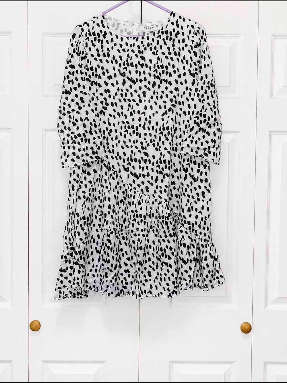 HATCH Black & White Spotted Tiered Dress